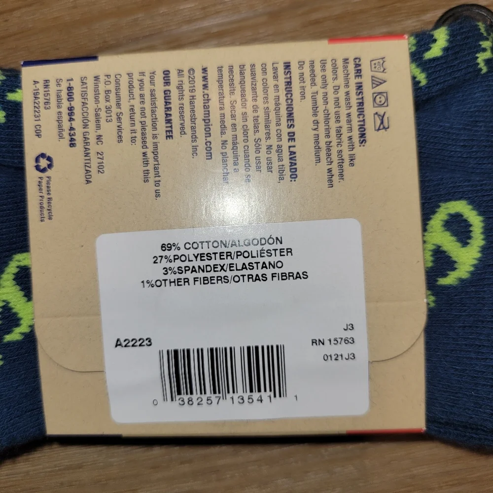 Champion Unisex C-Life Repeat C Crew All-Over Print Men’s Socks New